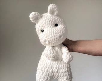 Hippo Snuggler | Hippo Lovey | Crochet Hippo |  White