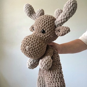 Extra Large Moose Snuggler Extra Large Moose Lovey Crochet Moose Moose Stuffie image 7