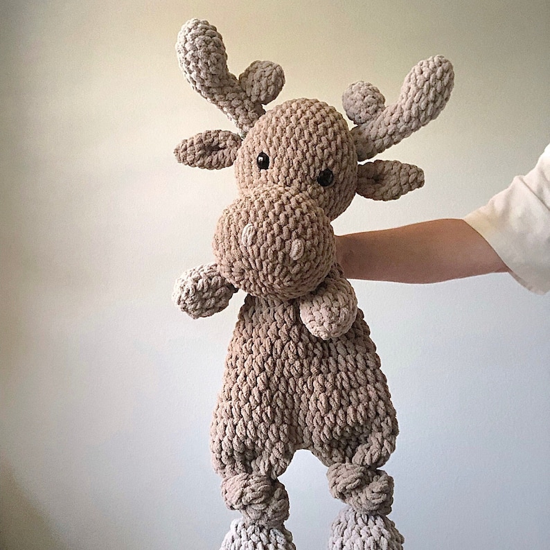 Extra Large Moose Snuggler Extra Large Moose Lovey Crochet Moose Moose Stuffie image 1