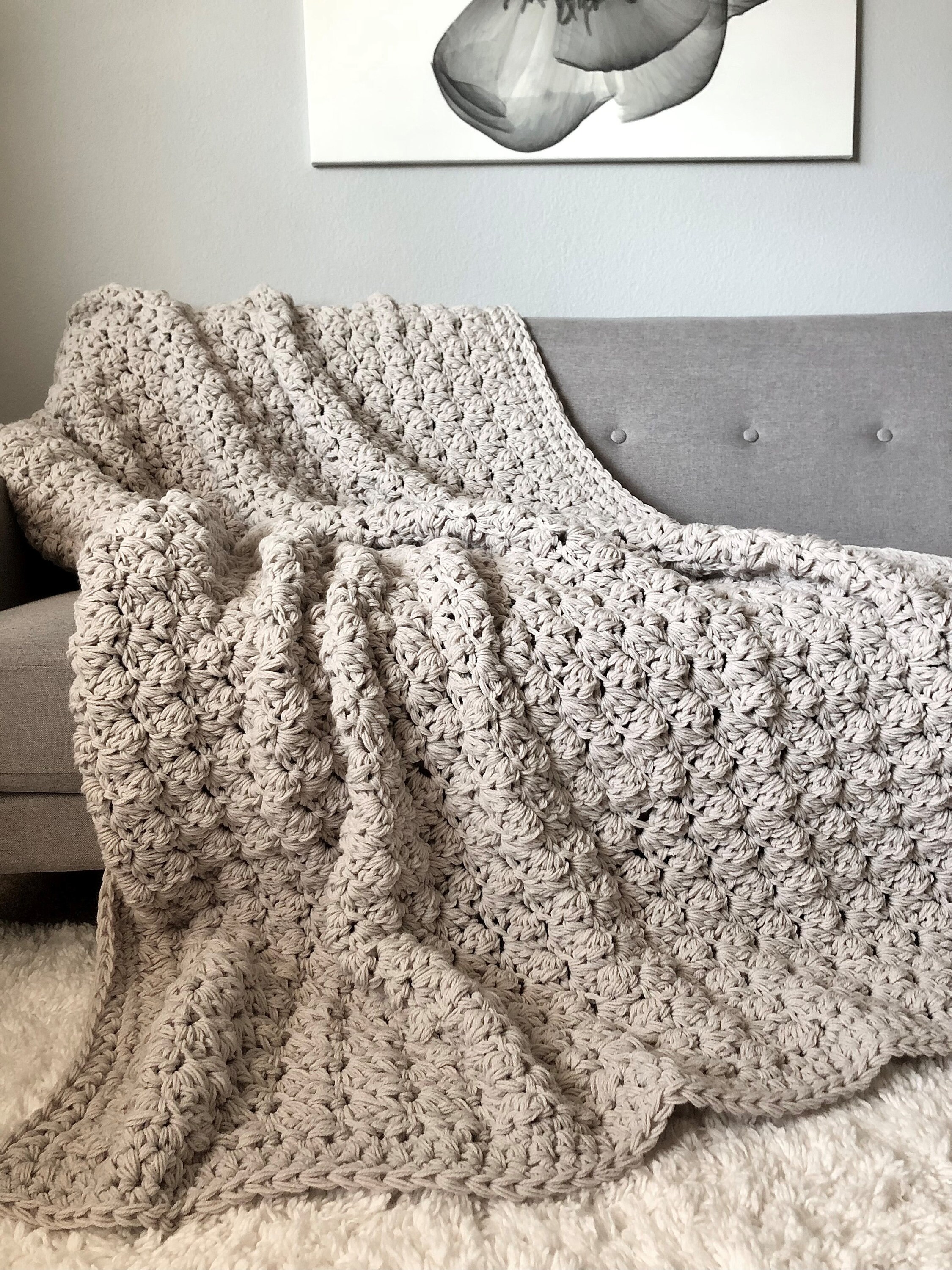 Chunky Knit Textured Crochet Large Throw Blanket Barley Etsy