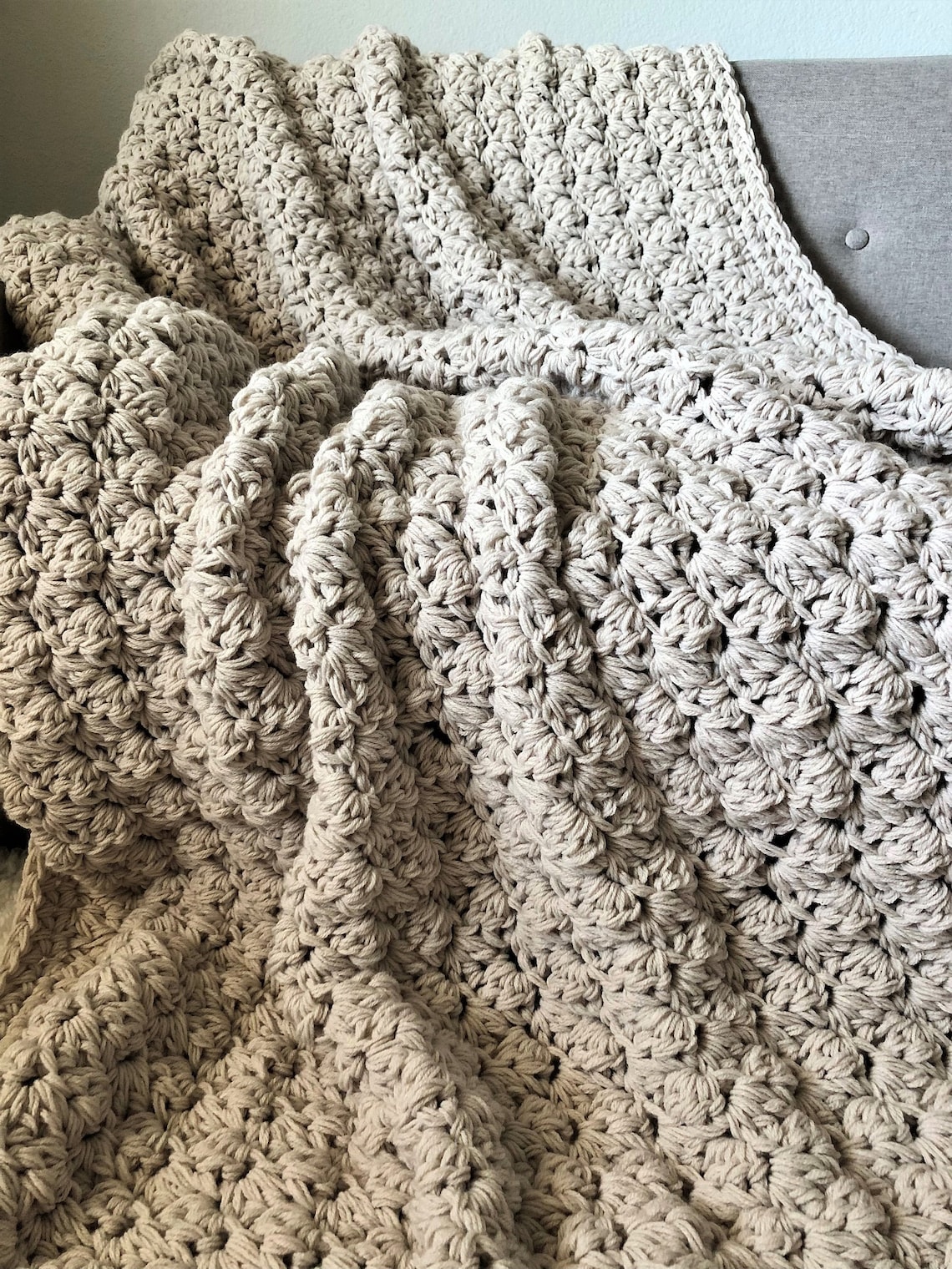 Chunky Knit Textured Crochet Large Throw Blanket Barley Etsy