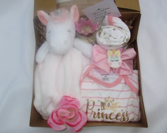 New baby girl nappy cake photo frame & tooth/curl box 