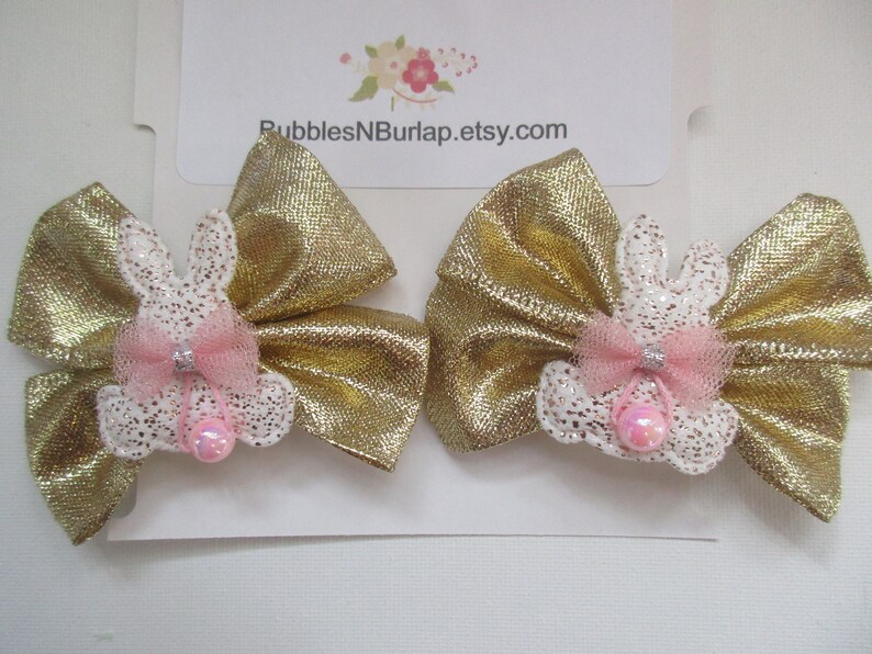 Easter Bunny Pig Tail Hair Bows Easter Hair Clip Girls Pigtail Bows Toddler Hair Bow Easter Headband Felt Bunny Hair Bow Easter Hair Bow