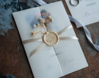 Wedding Invitation Vellum Paper, Pre-folded Vellum Jacket for 5x7  Invitations, Translucent Pre-scored Paper