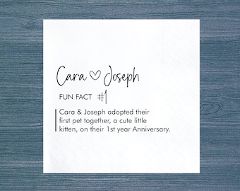 3 Ply Fun Facts Wedding Napkins, Fun Fact Cocktail Napkins