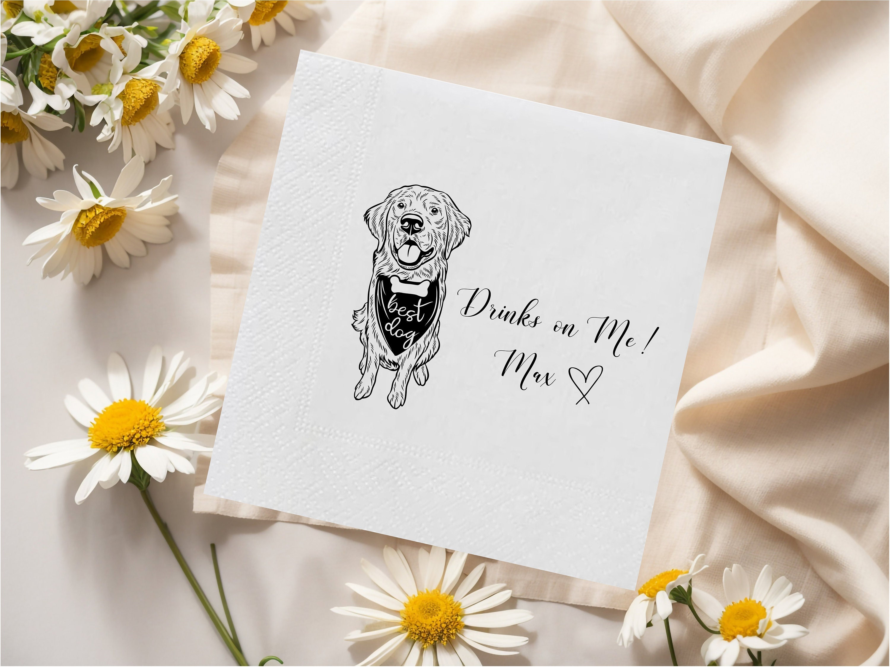 100 pcs Dog Wedding Napkins, Cocktail Pet Wedding Napkins, Party Napkins, Wedding favors for guests in bulk