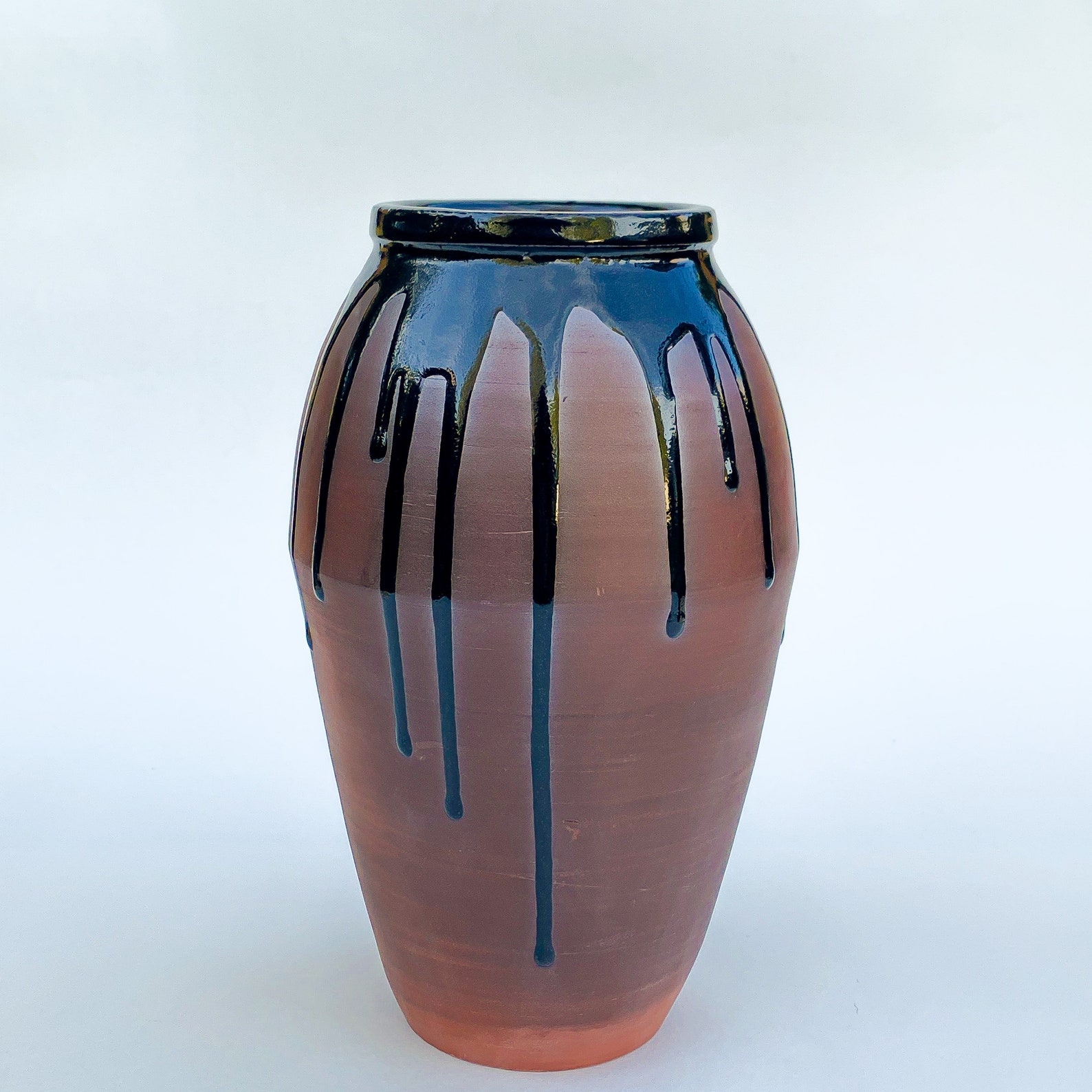 Dark Red and Textured Vase Etsy