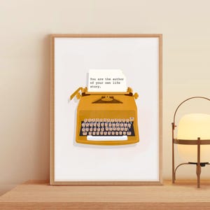 Vintage Typewriter Art Print, College Gift for Writers, Office Printable Art, Preppy Dorm Room Decor, Retro Style Inspirational Quote Print