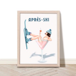 Après-ski print, alpine muurdecoratie, pastel poster, winter digitale kunst, berghut decor, pastel kamerdecoratie, retro ski poster muur decor