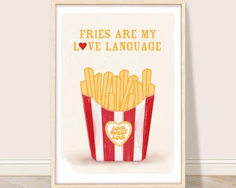 Funny French Fries Print: Retro Kitchen Wall Art (Digital Download)