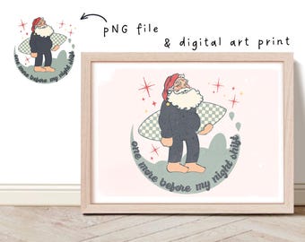 Retro Surf Santa Christmas PNG: Beach Holiday Art Print (Digital Download)