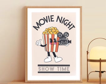 Retro Movie Night Poster: Home Theater Decor (Digital Download)