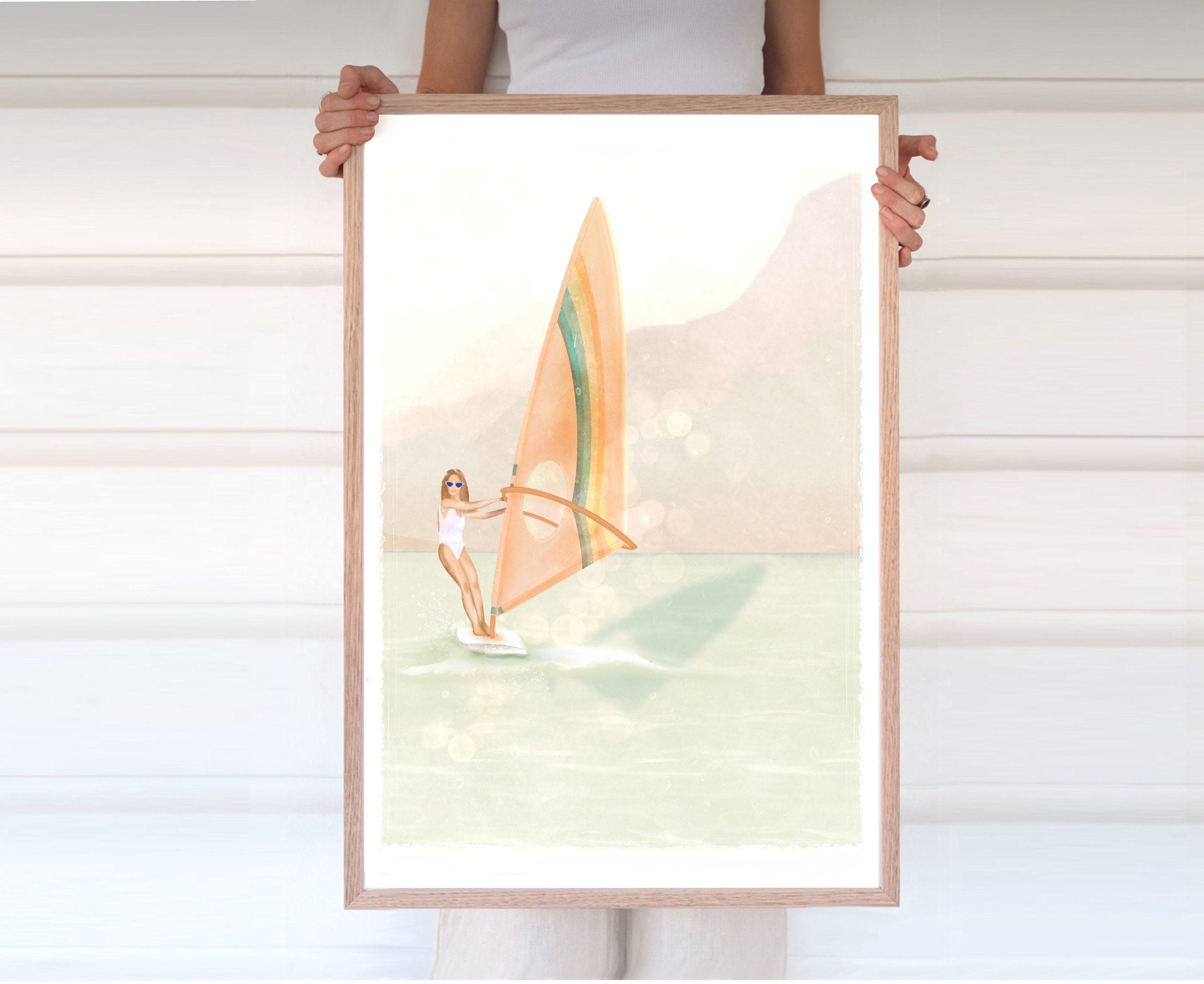 Retro Windsurf Art Print Vintage Lake Art Printable Water - Etsy