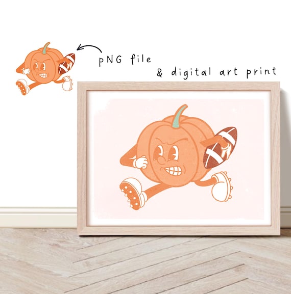 Retro Pumpkin Football PNG: Thanksgiving Fall Decor (Digital Download)