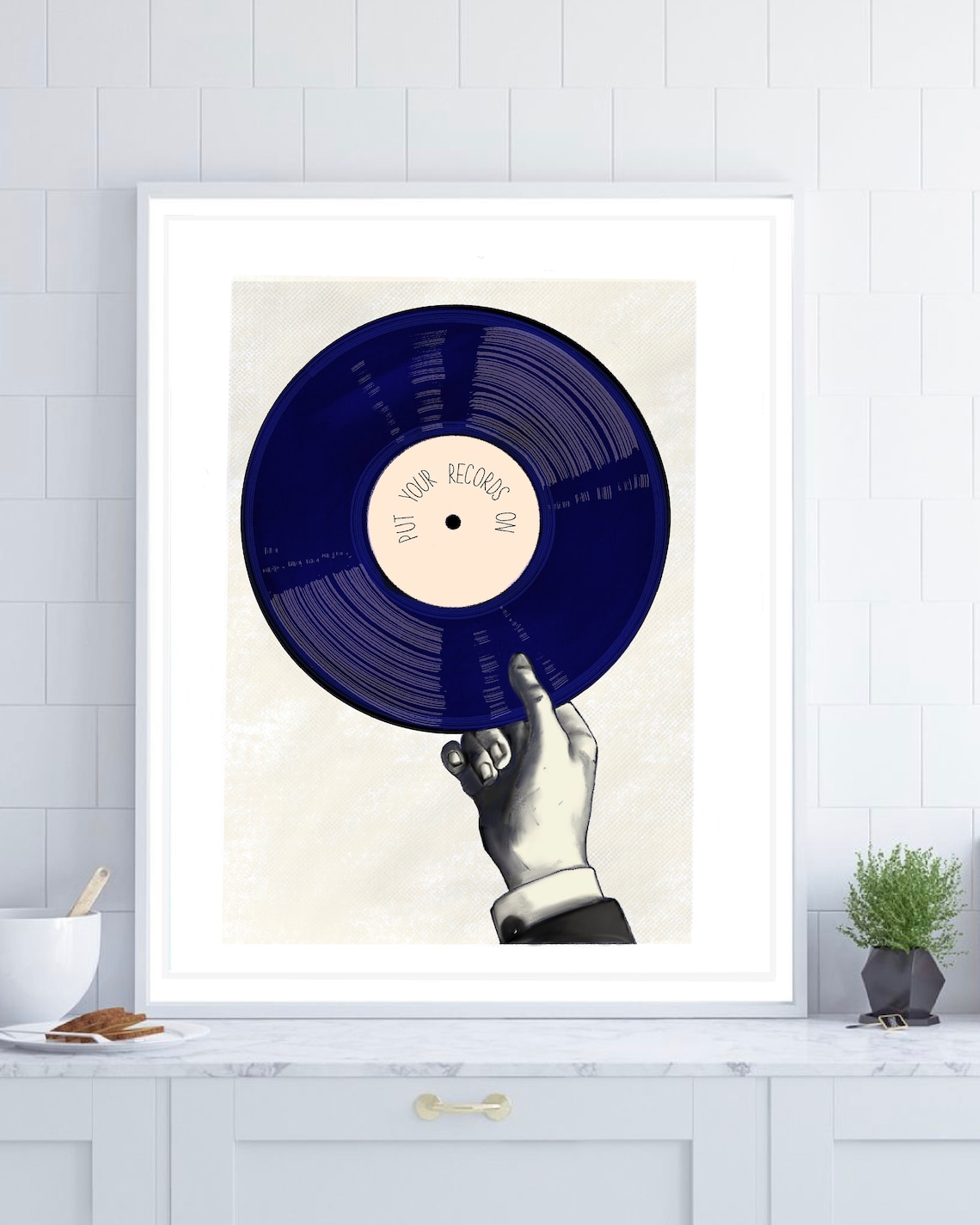Vintage put your records on vinyl wall decor art print music Etsy