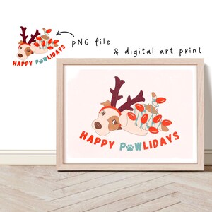 Perro de vacaciones PNG y arte de pared navideño, diseño navideño retro vintage de moda, decoración navideña Pawlidays, regalo de decoración navideña para amantes de los perros