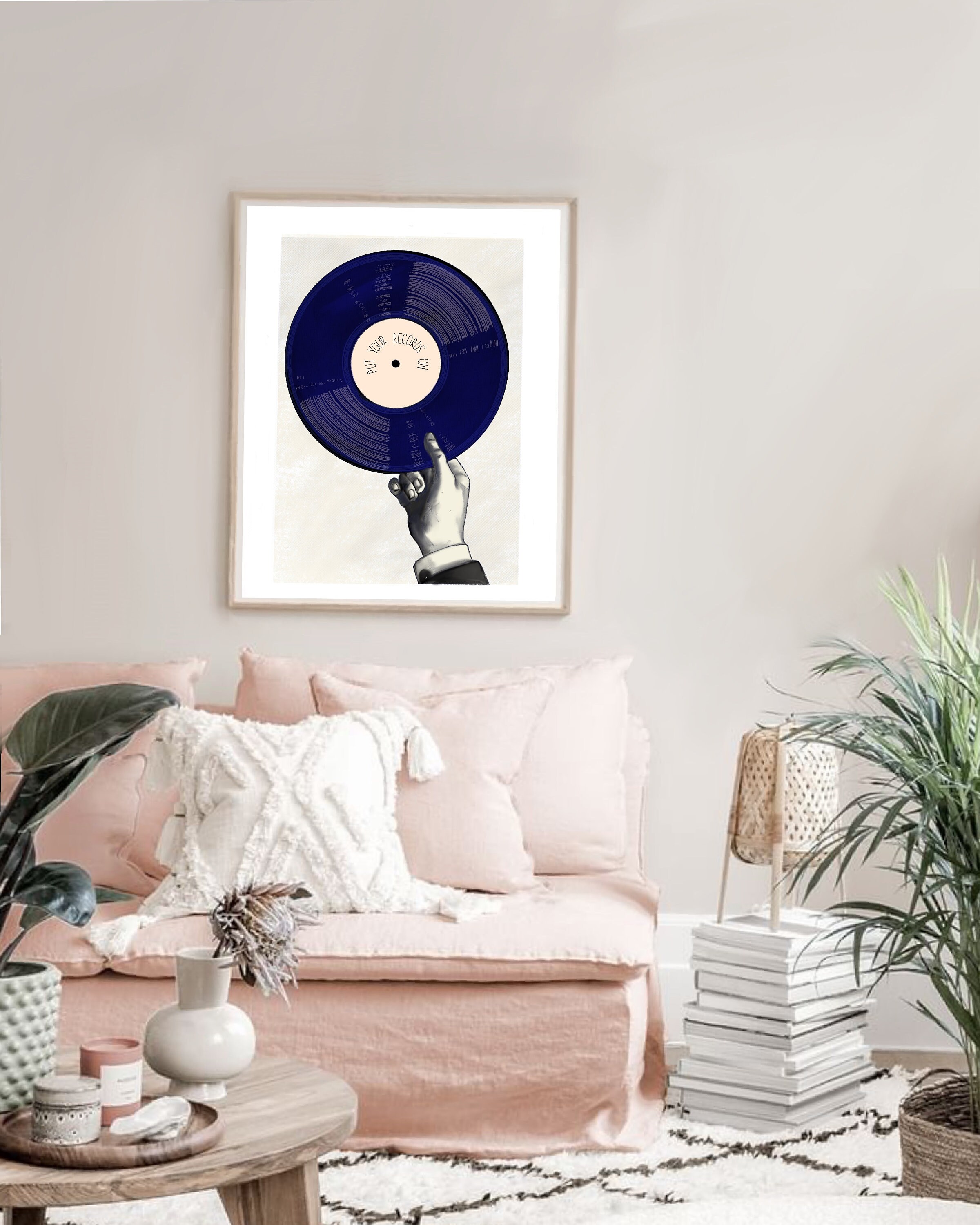 Vintage put your records on vinyl wall decor art print music Etsy