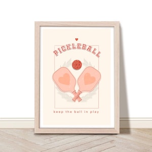 Retro Pickleball Art Print, Vintage Sports Poster, Preppy Pickleball Gift, Trendy Pickleball Wall Art, Gift for Pickleball Player