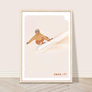 Minimalistische snowboardposter, bergsnowboarden kunstafdruk, snowboarder cadeau, winter skicabine decor, verzenden - trendy ski citaat kunst aan de muur