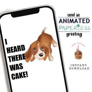 Carte animée gâteau d'anniversaire chien, carte vidéo drôle de joyeux anniversaire, E-card chien mignon, carte numérique d'anniversaire, carte E mobile instantanée pour les amoureux des chiens