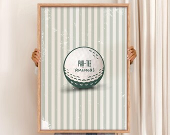 Funny Golf Art Print, Par-Tee Animal Retro Poster