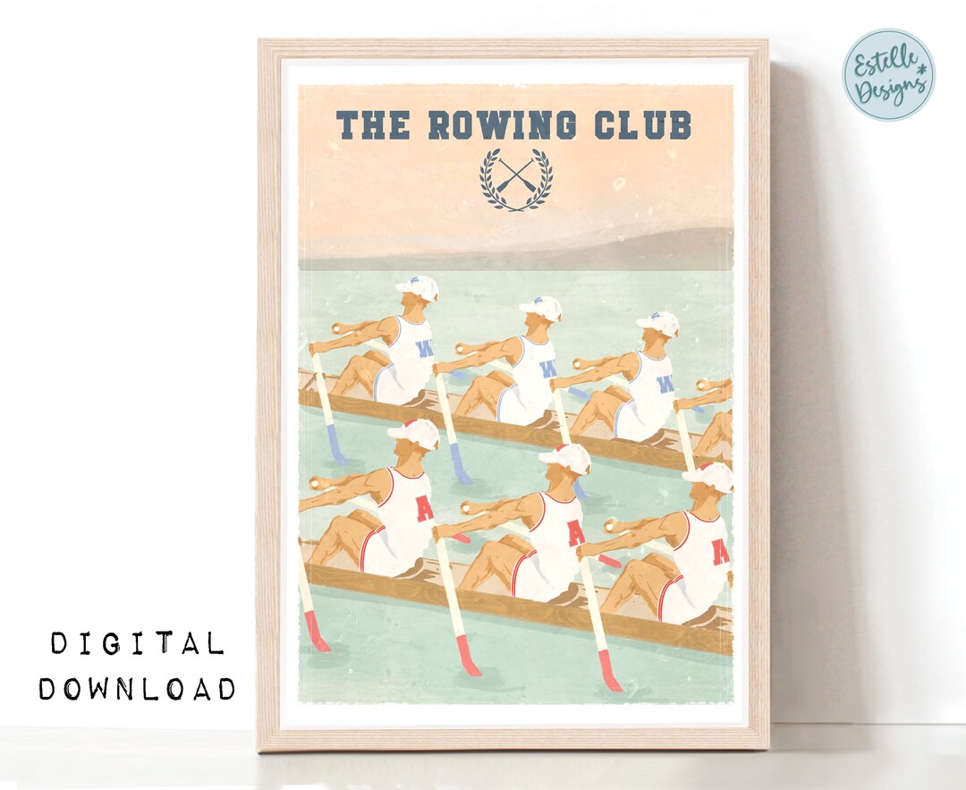 Retro Rowing Printable Art Vintage Sports Poster Row Crew Etsy
