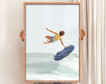 Retro Lake Tubing Art Print: Summer Water Sports (Digital Download)