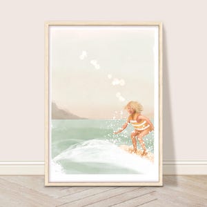 Wake Surfing Art Print, Girl Wakeboarding Wall Art, Trendy Water Sports Printable, Lake House Decor, Wake Surf Art, Boat Life, Lake Poster