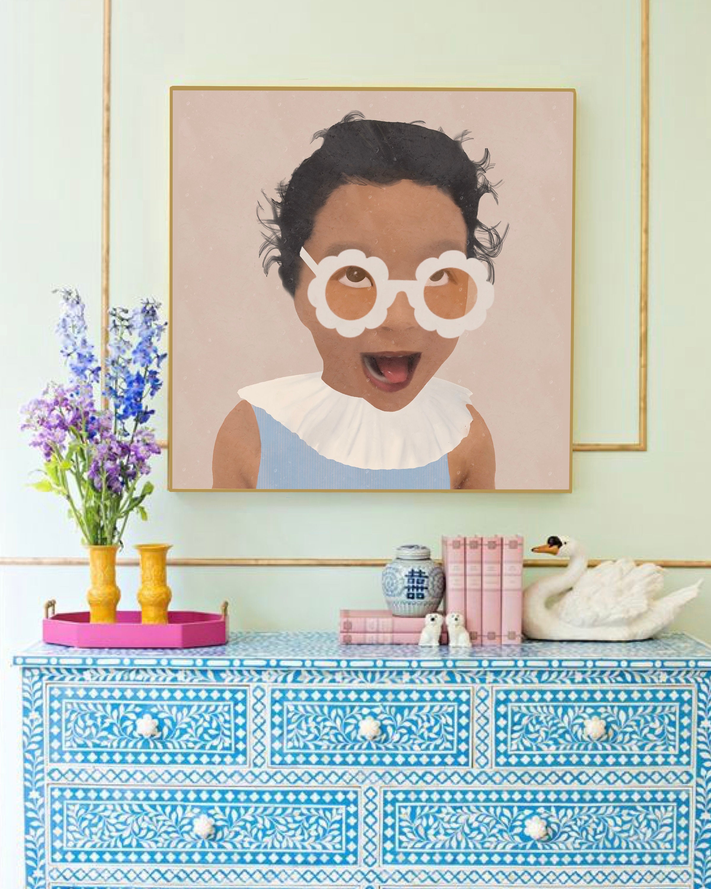 Custom personalised portrait print wall art decor Etsy