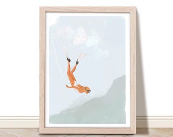 Retro Scuba Diving Art Print: Vintage Underwater Poster (Digital Printable)