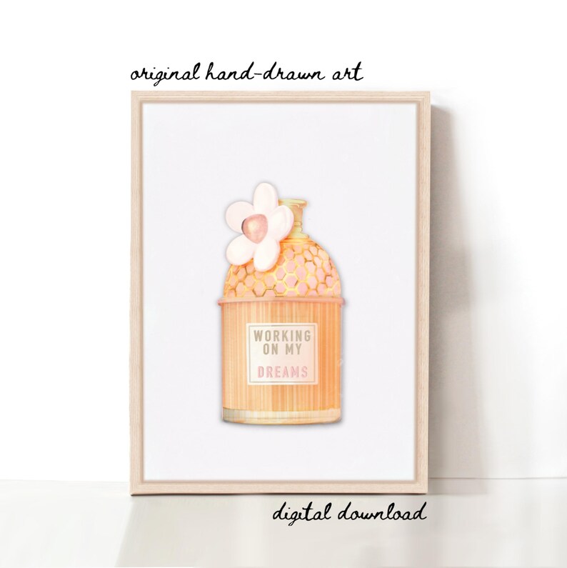 Perfume Art Print, Trendy French Fashion Wall Art, Coquette Dressing