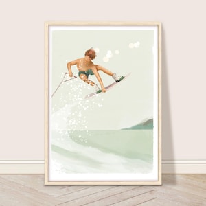 Wakeboarden Kunst, Wake Kunstdruck, Wassersport druckbare Kunst, Haus am See Dekor, Junge Wakeboarder Wandkunst, Nautische Dekoration, Bootsleben Poster