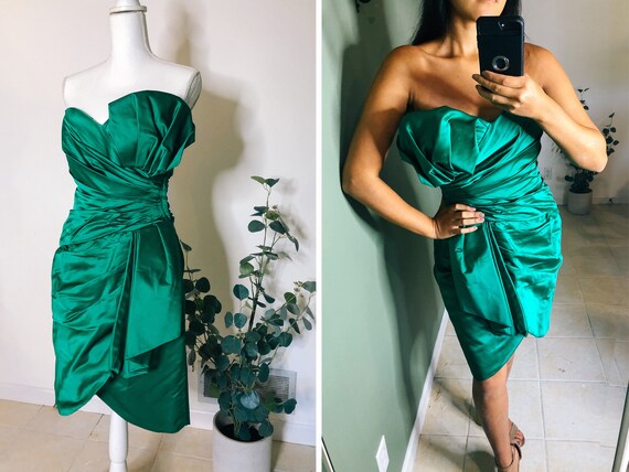 Women's Vintage 1980s VICTOR COSTA Green Party Dre