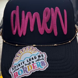 Black OTTO trucker hat .  Ladies .   Amen patch .   Christian based . Spirit Lead Me patch .