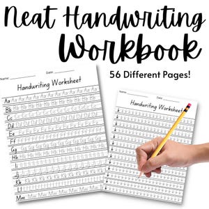 Printable Handwriting Worksheets, Neat Handwriting Workbook, Handwriting, Homeschooling, Kindergarten Activity