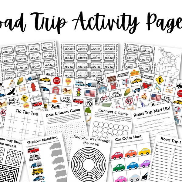 Road Trip Games I Road Trip Printable I Vacation Games I Road trip Activities I License plate game I Printable Kids Games I Road Trip Kit