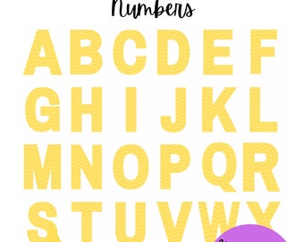 Printable Bulletin Board Yellow Zig Zag Letters & Numbers, Printable Letters, Teacher Boards, Print and Cut, School Decor, Cutout Letters