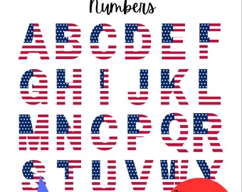 Printable Bulletin Board American Flag Letters & Numbers, Printable Letters, Teacher Boards, Print and Cut, School Decor, Cutout Letters