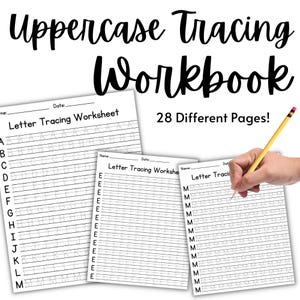 Uppercase Tracing Printable Handwriting Workbook, Neat Handwriting Workbook, Handwriting, Homeschooling, Kindergarten Activity