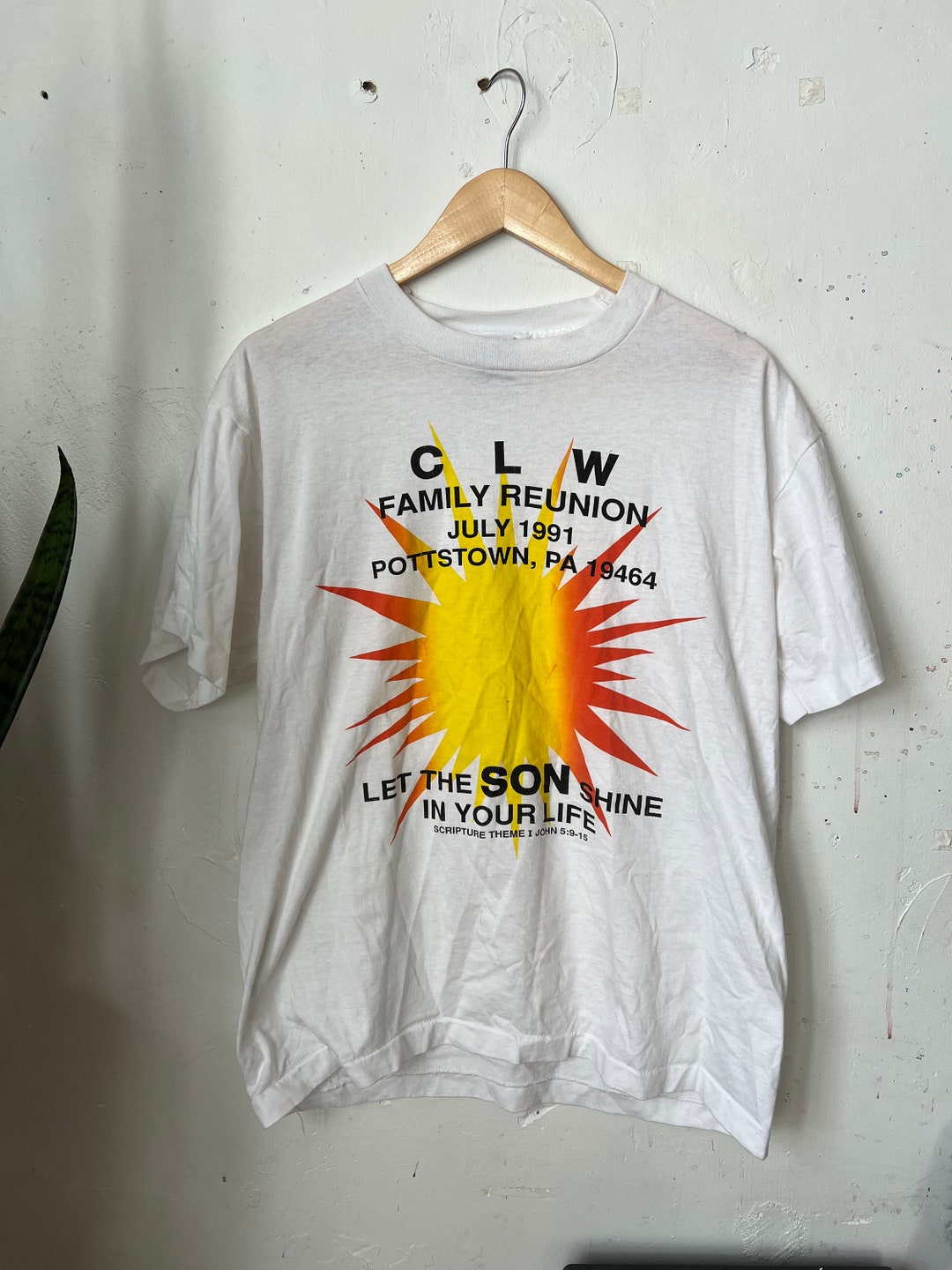 T-shirt Vintage Kimble Années 80 - We've Only Just Begun Family Reunion 1987, Rouge, Mélange Coton, Occasion Très Bon état