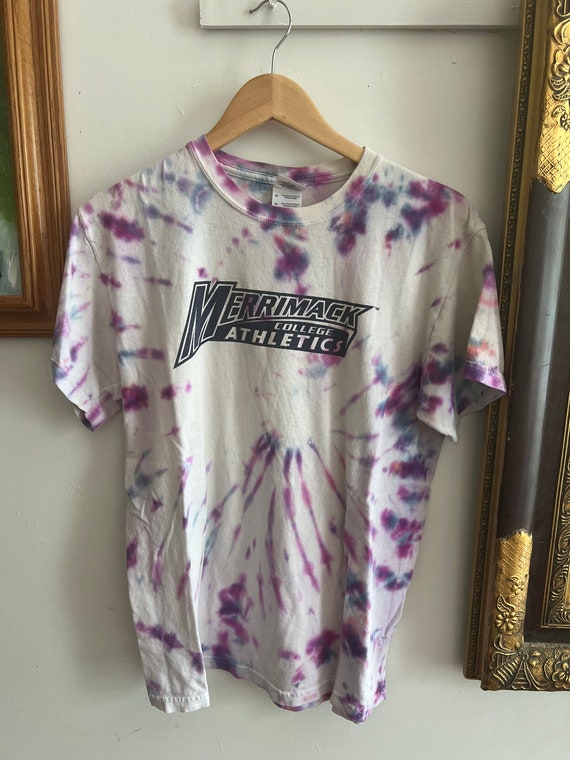 Vintage tie dye Merrimack College Athletics t shir
