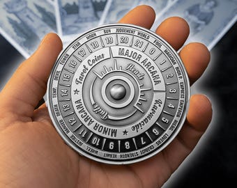 Jeu de pièces de disque de tarot : 78 cartes arcanes - finition argent vieilli