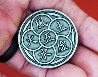 Miyamoto Musashi Coin, Go Rin No Sho Inspired Japanese Warrior Coin (The Book of 5 Rings)