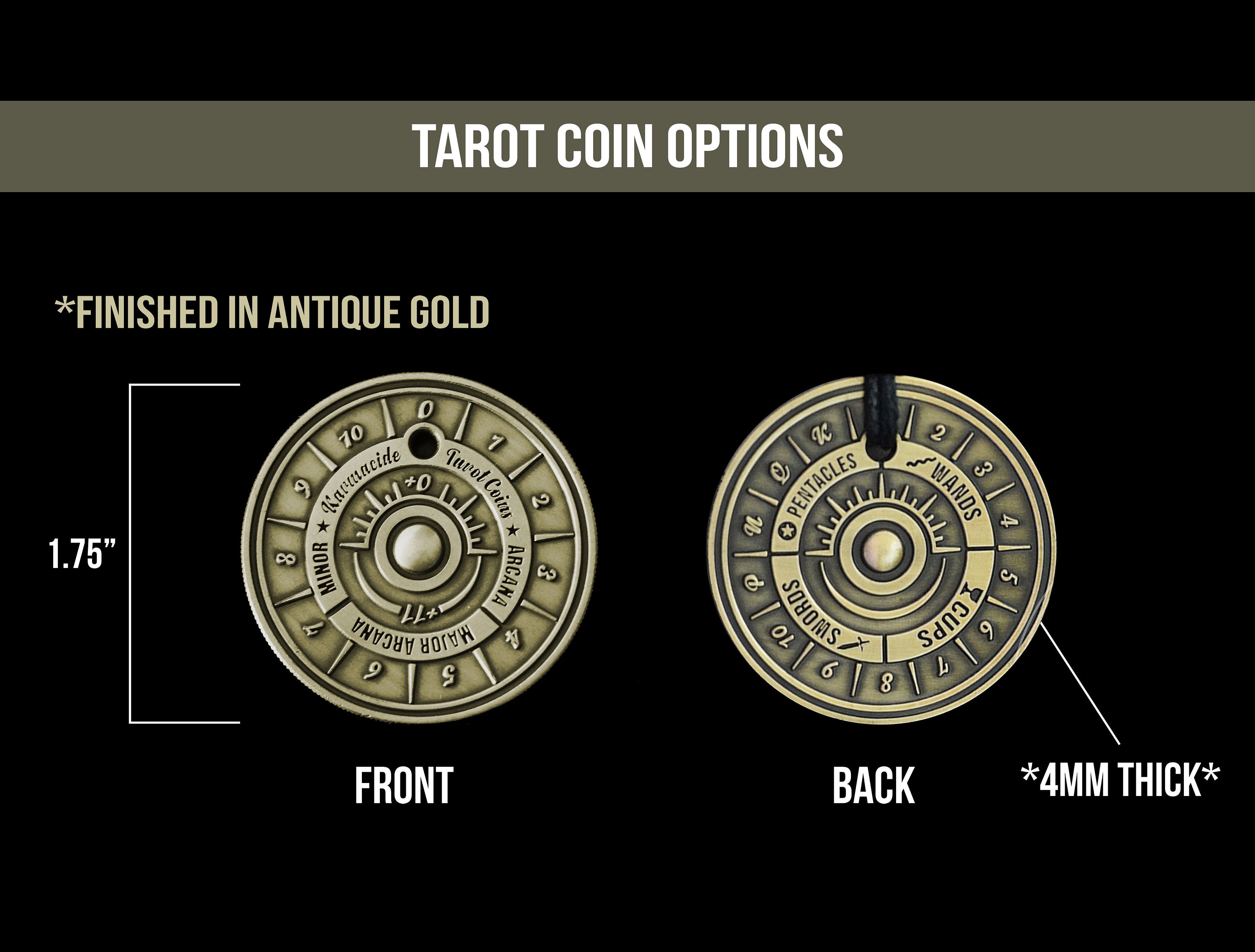 アンティークゴールドタロットコイン：フル機能回転式78枚タロットデッキ - Etsy 日本