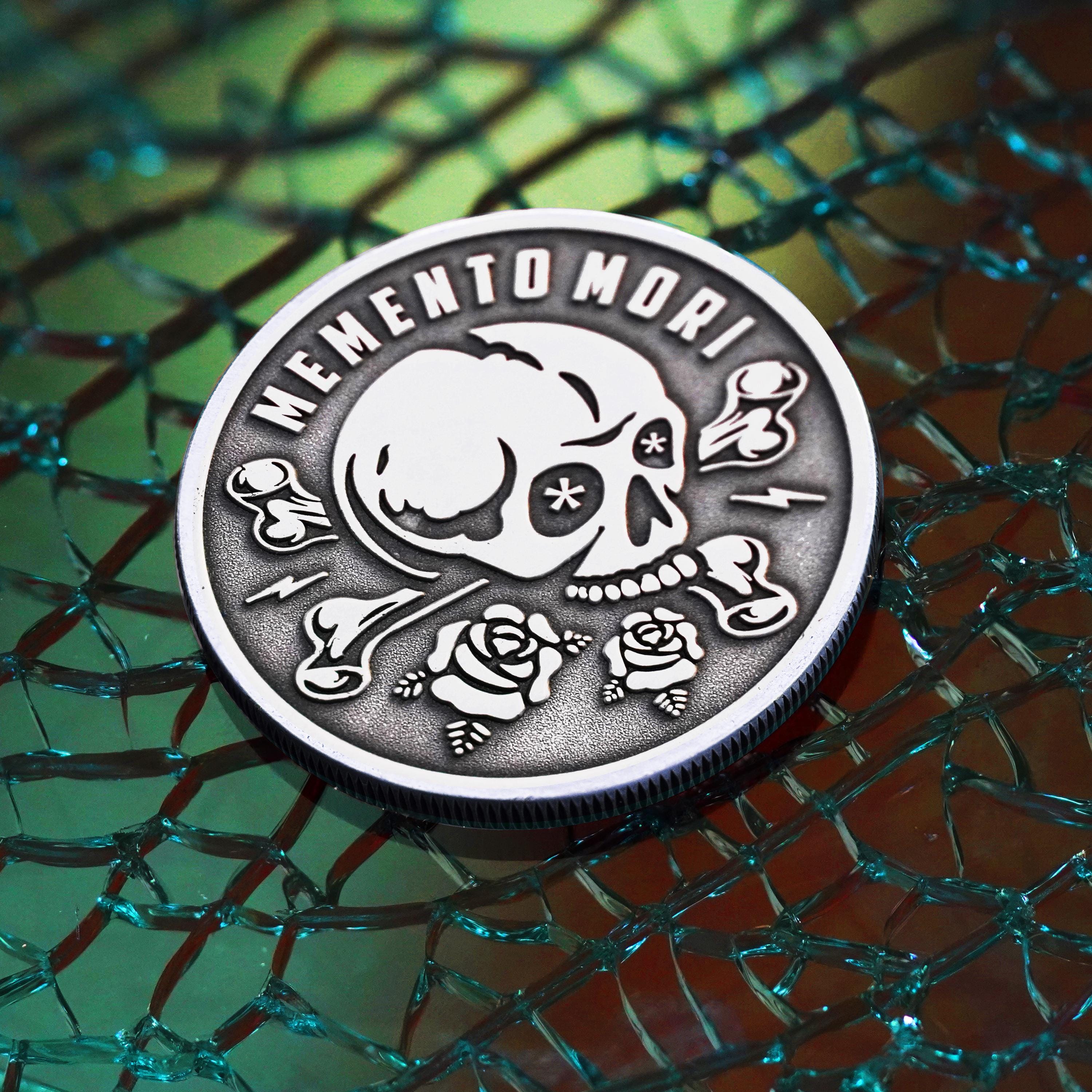 Memento Mori Coin: Antique Silver Finish, Life Reminder