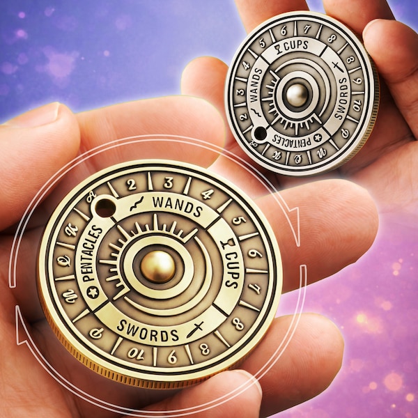 Tarot Münze Weissagungswerkzeug, Spinning Tarot Kartenspiel mit allen 78 Major + Minor Arcana Karten, Tarot Spinner Geschenk für Tarot Liebhaber