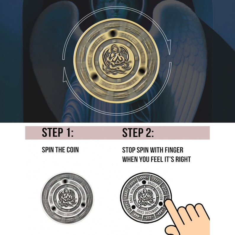 Angel Numbers Oracle Coin: Spinning Divination Tool With Leather ...