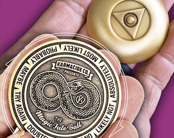Magic Fate Ball Divination Coin – Spin & Stop Decision Maker, Tarot Oracle Tool, Fortune Telling Spiritual Gift for Meditation in Ant. Gold