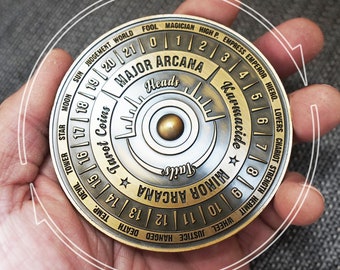 Spinning Tarot Wheel Coin Deck: 78 Arcana Cards - Antique Gold Finish