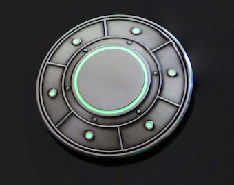 Spinning UFO Challenge Coin that Glows in the Dark - Antique Silver